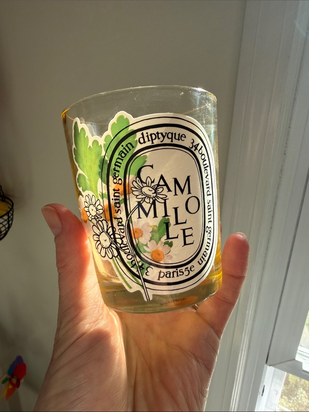 RARE Diptyque Camomille Glass Votive - Yellow